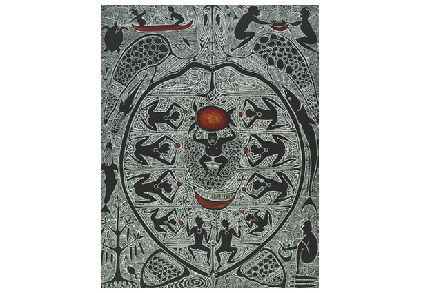 Dennis Nona / Australia b.1973 / Kala Lagaw Ya people / Goba 2000 / Linocut, hand-coloured on BFK Rives paper / Purchased 2002. Queensland Art Gallery Foundation / Collection: Queensland Art Gallery